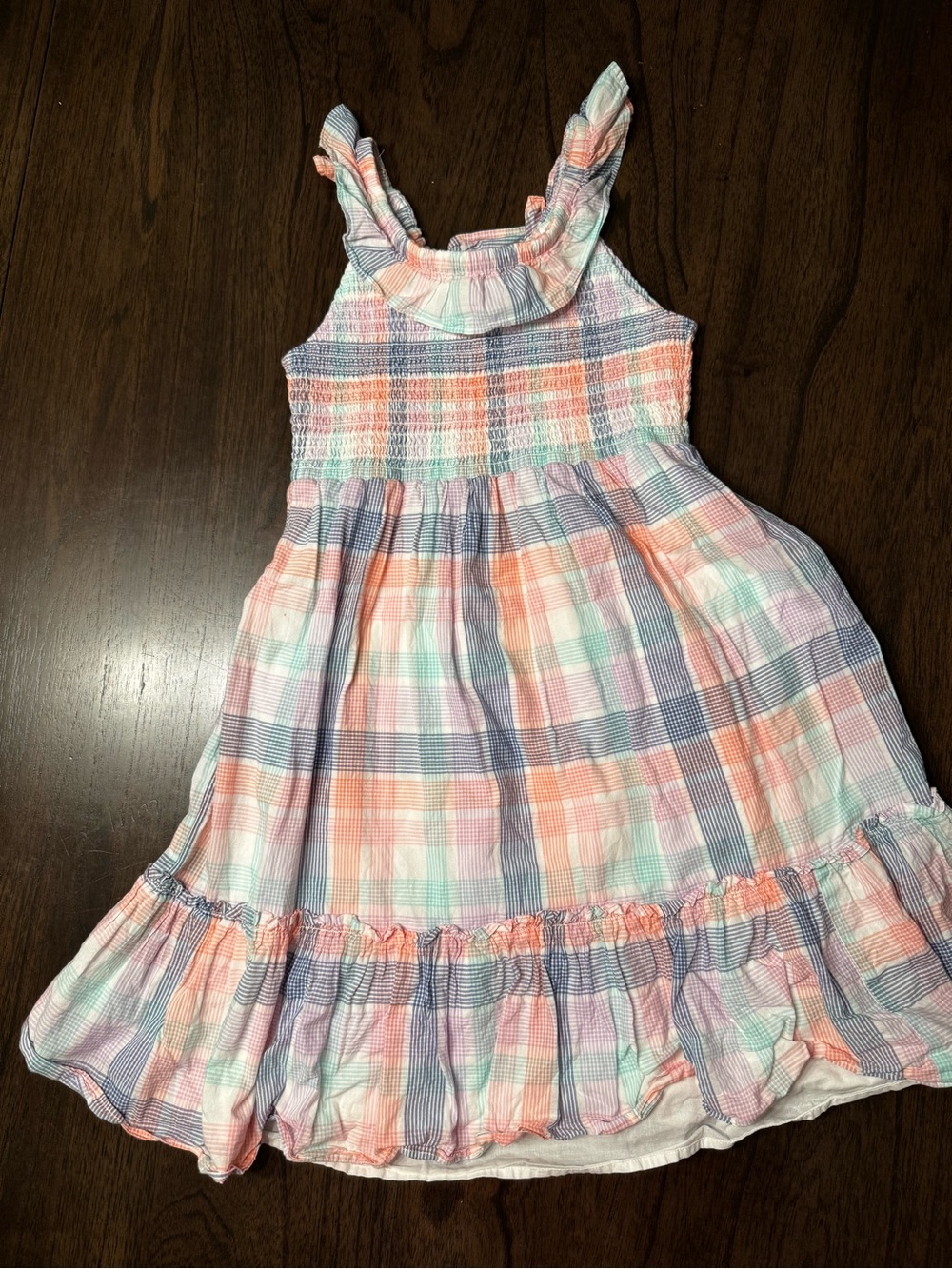 Crewcuts Pastel Plaid Ruffle Strap Sundress - Coral, Mint, Lavender, White